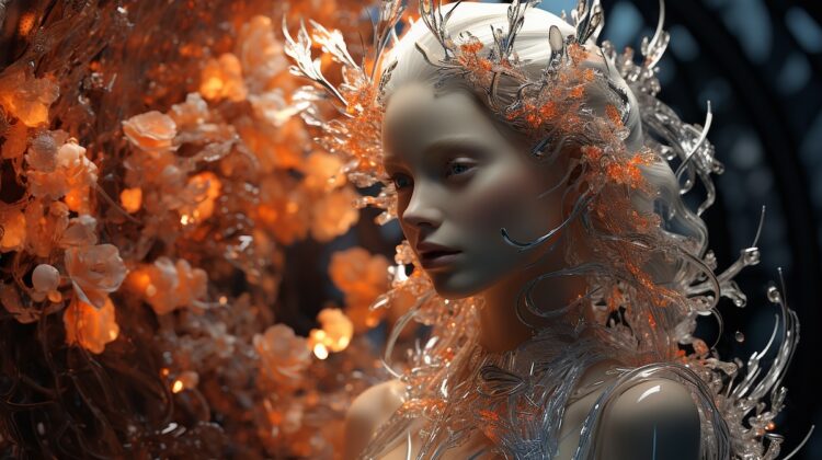 Obraz wygenerowany przez AI, łączący tradycyjne techniki malarstwa z nowoczesną technologią.