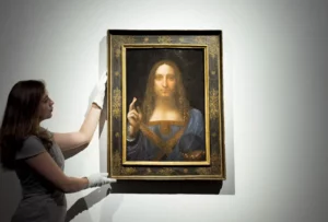 Obraz Leonardo da Vinci "Salvator Mundi", najdroższe dzieło sztuki sprzedane na aukcji.