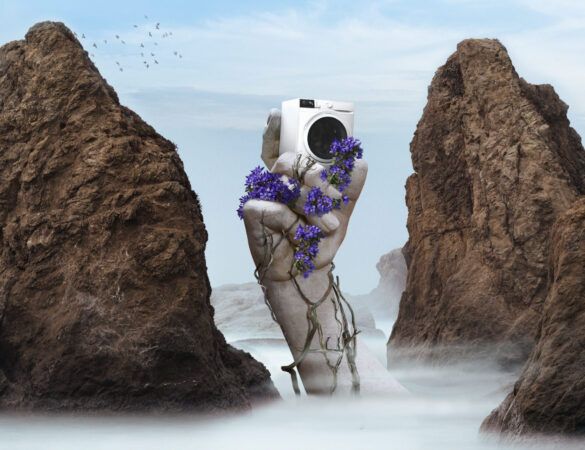 Artysta używający nowoczesnej technologii do tworzenia dzieła sztuki